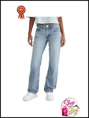 Low Rise Baggy Jeans Recycled Cotton No Stretch Wide Leg